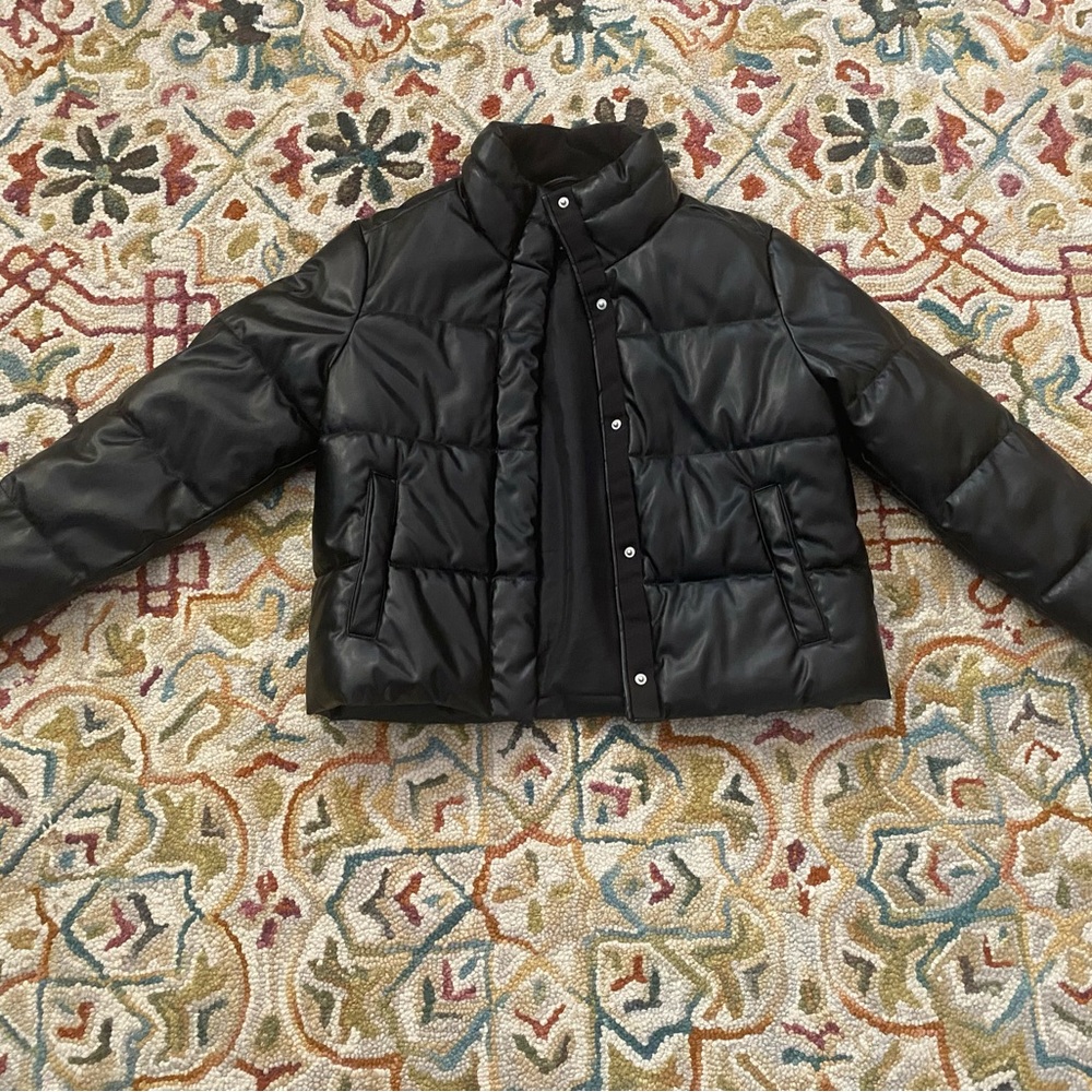 Faux leather bomber jacket